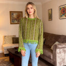 Contrast-color Jacquard Fringe Casual Round-neck Sweater