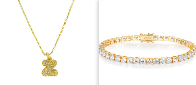 Brass Micro-inlaid Balloon Bubble Small Size 26 English Letters Necklace