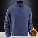Men's Fleece Hooded Sweatshirt Stand Collar Solid Color Warm Jacket