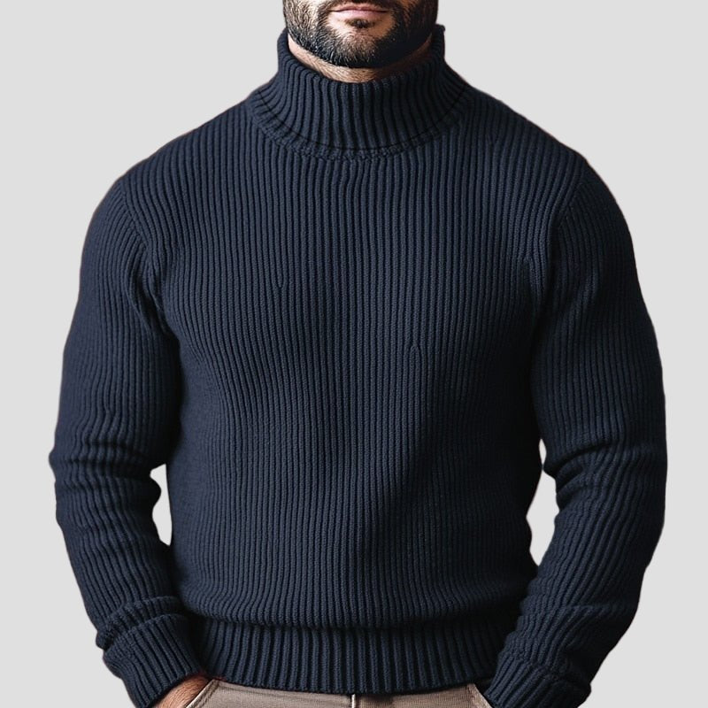 Knitted High-neck Long-sleeve Zip-up Sweater