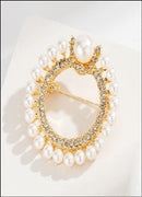 Minimalist Pearl Floral Brooch With Diamond Flower Accessory Pin