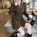 Temperament Waist-tied Petite Long-sleeve Blazer Dress