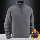 Men's Fleece Hooded Sweatshirt Stand Collar Solid Color Warm Jacket