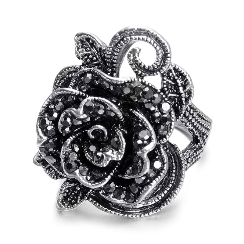 Alloy Rose Inlaid Diamond Ring