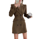 Temperament Waist-tied Petite Long-sleeve Blazer Dress