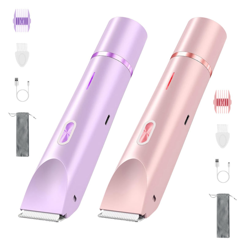 1Pc 2 In 1 Bikini Trimmer For Women Dual Head Cordless Body Shaver IPX7 Waterproof Rechargeable 
Pubic Hair Razor Wet And Dry