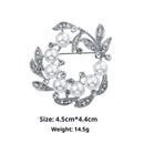 Minimalist Pearl Floral Brooch With Diamond Flower Accessory Pin