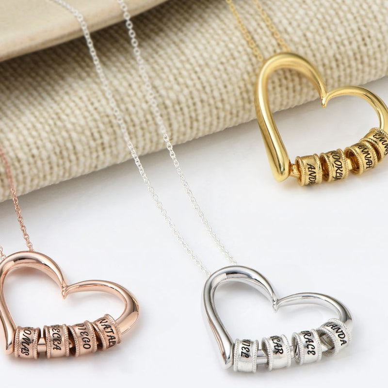 POD Personalized Name Beaded Heart Bead