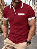 Men's Patchwork Button Pocket Casual Top