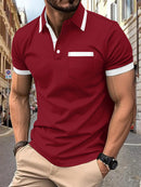 Men's Patchwork Button Pocket Casual Top