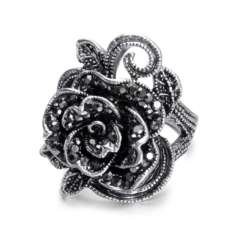 Alloy Rose Inlaid Diamond Ring