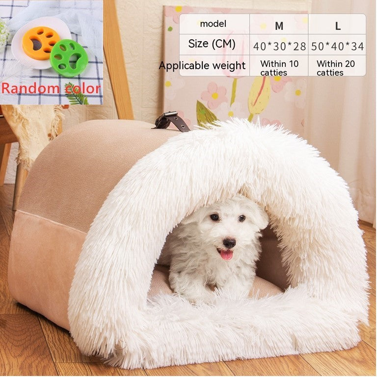 New Splice Portable Pet Nest Portable Autumn And Winter Warm Dog Nest Moisture-proof Long Fur Cat Nest