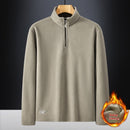 Men's Fleece Hooded Sweatshirt Stand Collar Solid Color Warm Jacket