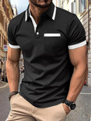 Men's Patchwork Button Pocket Casual Top