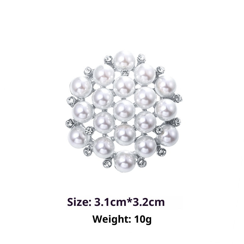 Minimalist Pearl Floral Brooch With Diamond Flower Accessory Pin