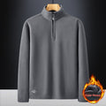 Men's Fleece Hooded Sweatshirt Stand Collar Solid Color Warm Jacket