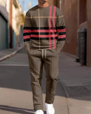 Autumn Casual Fashion Men's 3D Digital Print Round Neck Loose Sweatshirt And Sweatpants Set