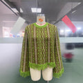 Contrast-color Jacquard Fringe Casual Round-neck Sweater
