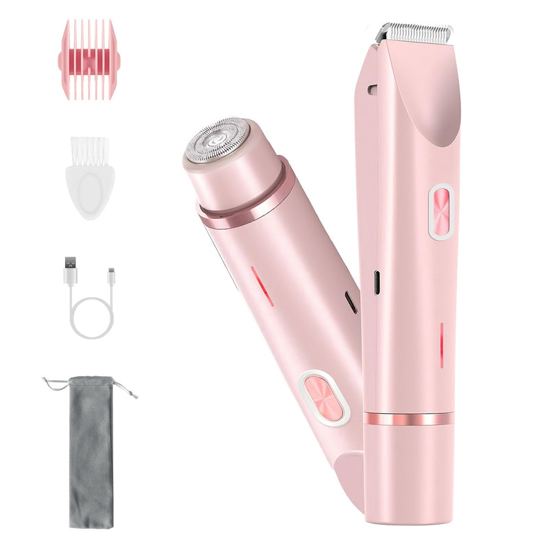 1Pc 2 In 1 Bikini Trimmer For Women Dual Head Cordless Body Shaver IPX7 Waterproof Rechargeable 
Pubic Hair Razor Wet And Dry