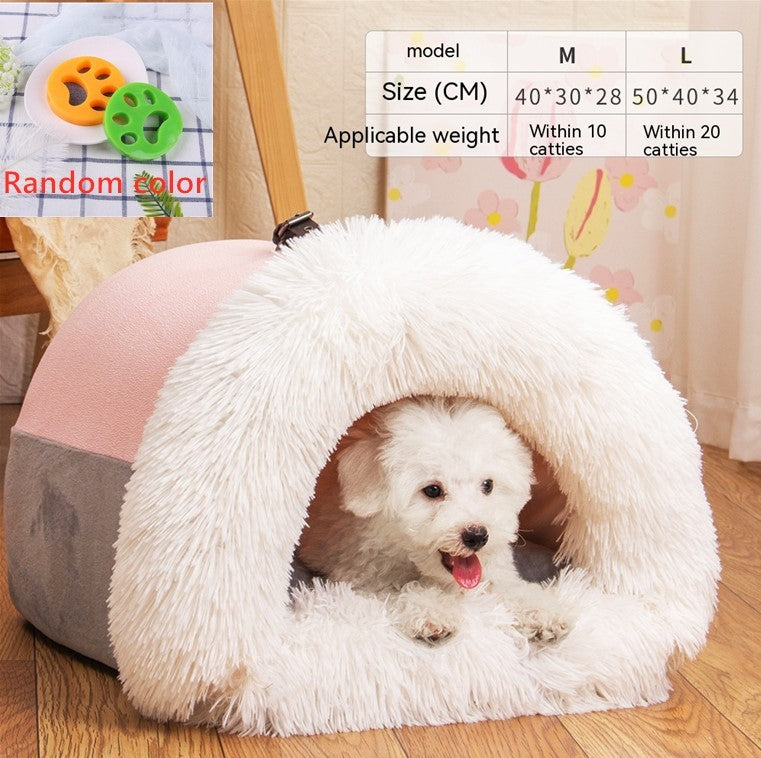 New Splice Portable Pet Nest Portable Autumn And Winter Warm Dog Nest Moisture-proof Long Fur Cat Nest