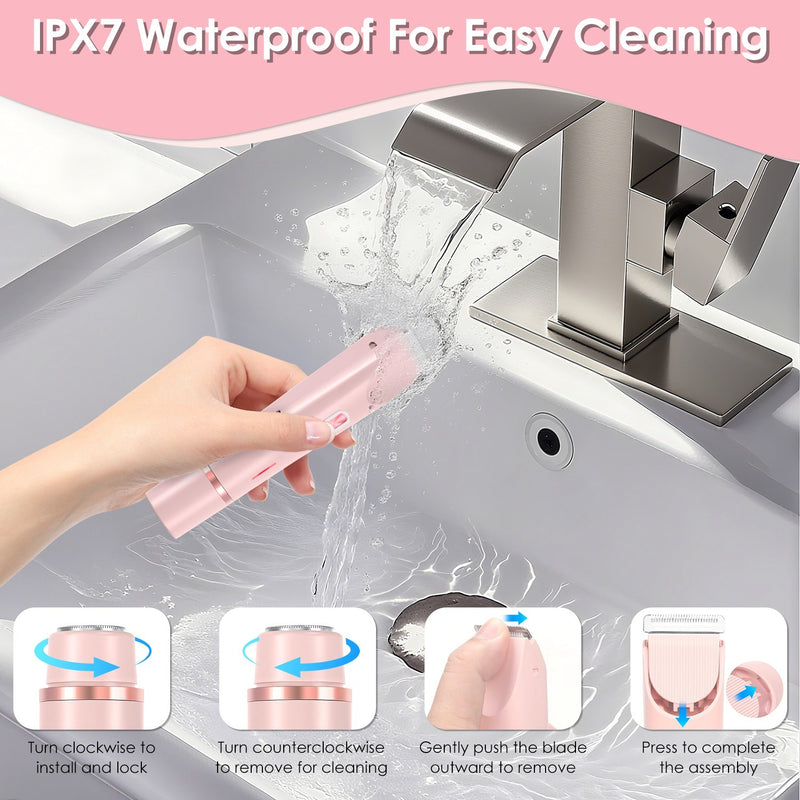 1Pc 2 In 1 Bikini Trimmer For Women Dual Head Cordless Body Shaver IPX7 Waterproof Rechargeable 
Pubic Hair Razor Wet And Dry