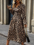 Women's European And American Leopard Print Lantern Sleeve Long Dress