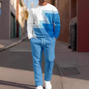 Autumn Casual Fashion Men's 3D Digital Print Round Neck Loose Sweatshirt And Sweatpants Set