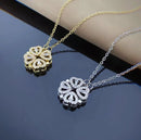 Retro Magnetic Folding Heart Shaped Four Leaf Clover Pendant Necklace