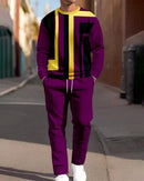 Autumn Casual Fashion Men's 3D Digital Print Round Neck Loose Sweatshirt And Sweatpants Set