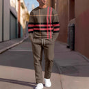 Autumn Casual Fashion Men's 3D Digital Print Round Neck Loose Sweatshirt And Sweatpants Set