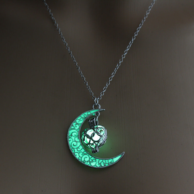 Glowing Pendant Necklaces Silver Plated Chain