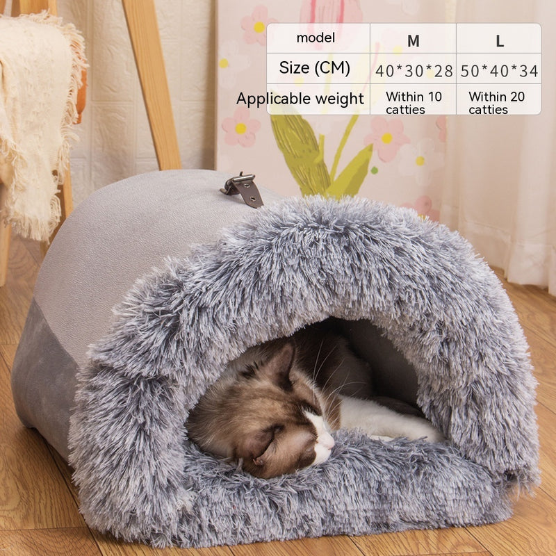 New Splice Portable Pet Nest Portable Autumn And Winter Warm Dog Nest Moisture-proof Long Fur Cat Nest