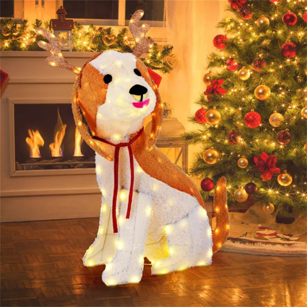 Christmas Dog Decorations With LED Lights, Christmas Decorations